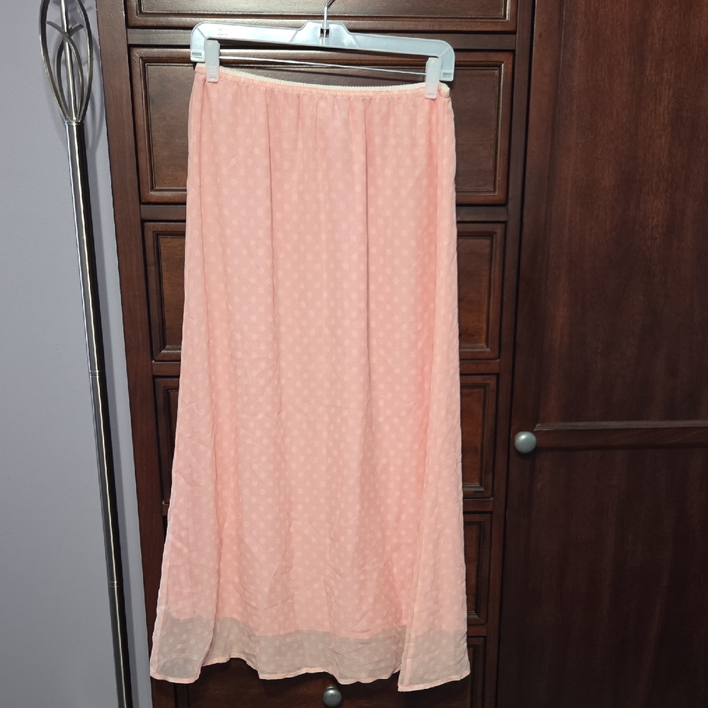 Chadwicks Pink And White Polka Dot A-Line Skirt Womens 8P